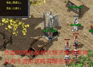 热血传奇私服耐玩版开服表查询及高手进阶攻略有哪些技巧? 热血传奇私服耐玩版开服表查询及高手进阶攻略有哪些技巧?